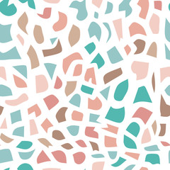Terrazzo seamless pattern. Colorful vector background with abstract print. Ornament for fabric and interior design