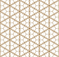 Naklejka premium Seamless traditional Japanese geometric ornament .Golden color lines.