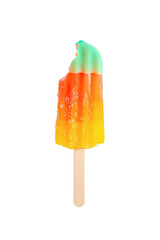 Ice cream sticks. Orange and red flavor. Watermelon flavor. White background