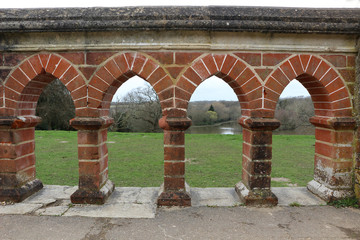 Pillars and Arches on Top of the Terrace at Staunton Country Park, Hampshire, England