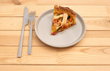 Healthy snack with a lot of vegetables in a baket homemade pie