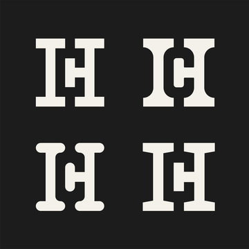 HC or CH Letter Initial Monogram. Minimal Geometric Creative Concept. Design Emblem Sign Template.