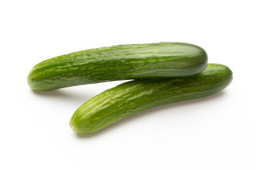 Fresh cucumber on white background.