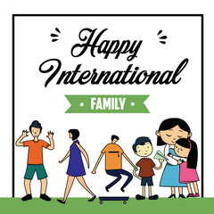 Obraz premium Happy International Family Vector Template Design Illustration