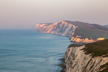 Fototapeta na wymiar An Early Morning View of Coastal Cliffs on the Isle of Wight