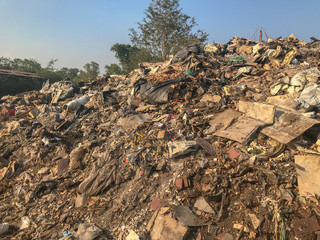 pile of old dirty garbage in construction site