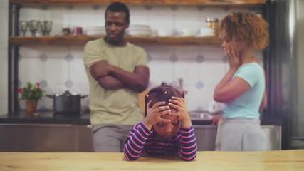 Family conflict. Parents give bad example to child