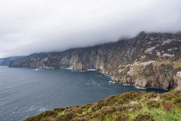 Fototapeta na wymiar Slieve Liag is a mountain on the Atlantic coast of County Donegal, Ireland. At 596 metres