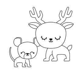 cute mouse with reindeer animals