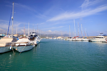 Yachts and boats at the beautiful Latchi marina, Paphos, Cyprus