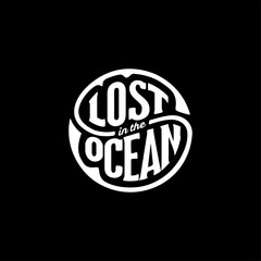Lost in the Ocean circle black Vector illustration