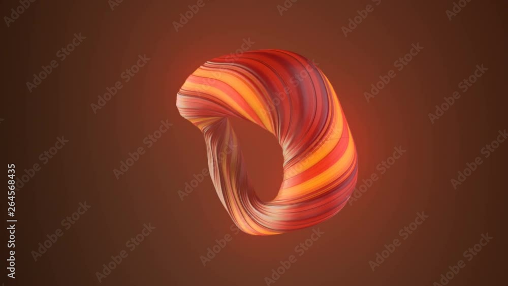 Poster Red and orange colored twisted shape motion graphics background. Computer generated abstract geometric 3D render loop animation. 4K, Ultra HD resolution.