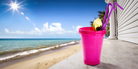 Summer bar background and fresh cold drink 