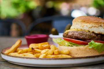 Cheeseburger with french fries