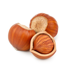 Hazelnuts isolated on white background as package design elements