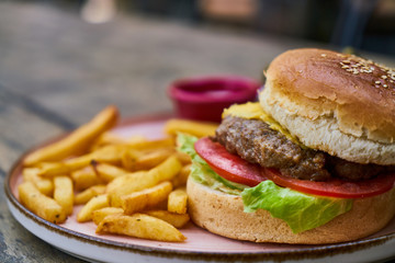 Cheeseburger with french fries