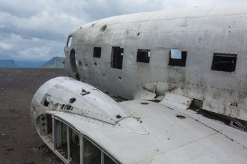 Solheimasandur plane wreck view. South Iceland landmark