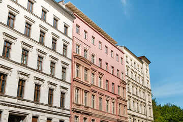 Fototapeta premium residential building facade - apartment house exterior, street view
