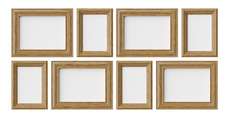 Obraz premium Wooden picture or photo frames isolated on white with shadows.