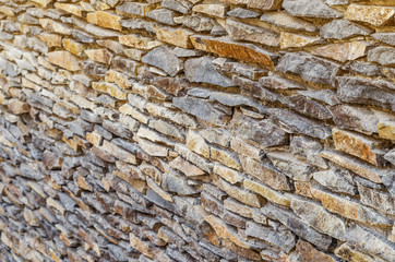 Wall made of fine natural stone flint