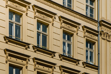 windows on period building facade  -restored house, Berlin