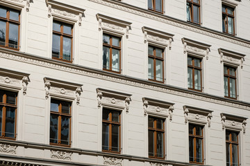 Obraz premium house facade, old residential building exterior , renovated