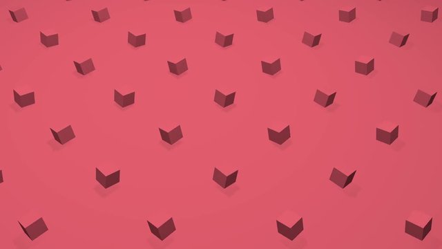 Isometric Cube Animation. Pink cubes rotating synchron. Simple cube animation