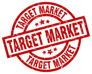 target market round red grunge stamp