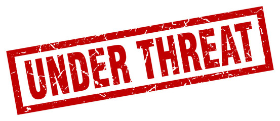 square grunge red under threat stamp