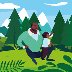 black father with son in the field