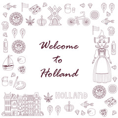 Netherlands Holland doodle icons