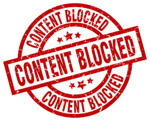 content blocked round red grunge stamp