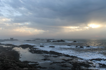 Seaside view of Essaouira in Morocco on the Coast of Atlantic Ocean