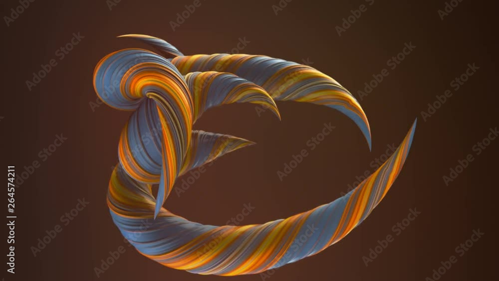 Poster Colored twisted shapes motion graphics background. Computer generated abstract geometric 3D render loop animation. 4K, Ultra HD resolution.