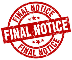 final notice round red grunge stamp