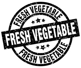 fresh vegetable round grunge black stamp