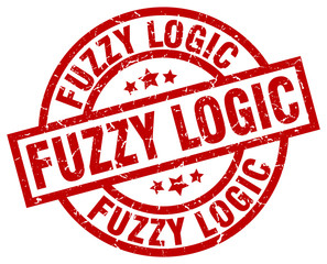 fuzzy logic round red grunge stamp