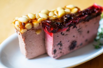 Appetizer with two sorts of pate.