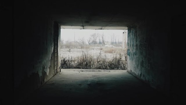 Abandoned hotel hallway