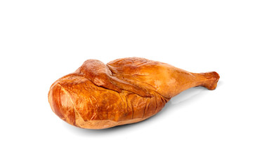 Smoked chicken isolated on white background.