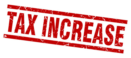 square grunge red tax increase stamp