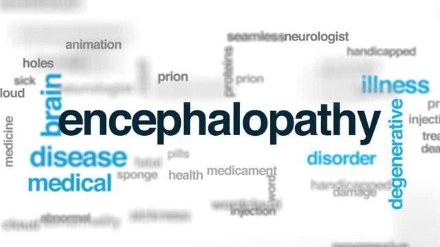 Encephalopathy animated word cloud. Kinetic typography.