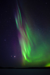 Aurora borealis. Northern lights at arctic circle