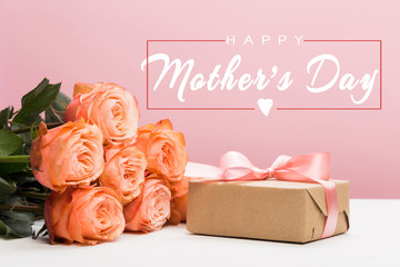 Happy mother's day lettering with a beautiful blossom flower