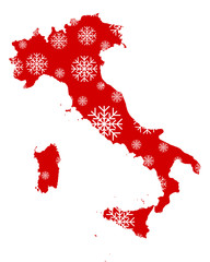 Karte von Italien mit Schneeflocken