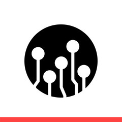 Circuit vector icon, chip symbol. Simple, flat design on white background