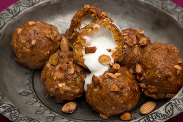 cezerye covered almonds fried ice cream