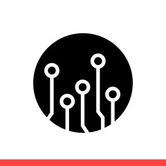 Circuit vector icon, chip symbol. Simple, flat design on white background