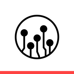 Circuit vector icon, chip symbol. Simple, flat design on white background