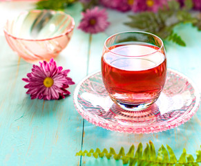 cup of tea with flowers